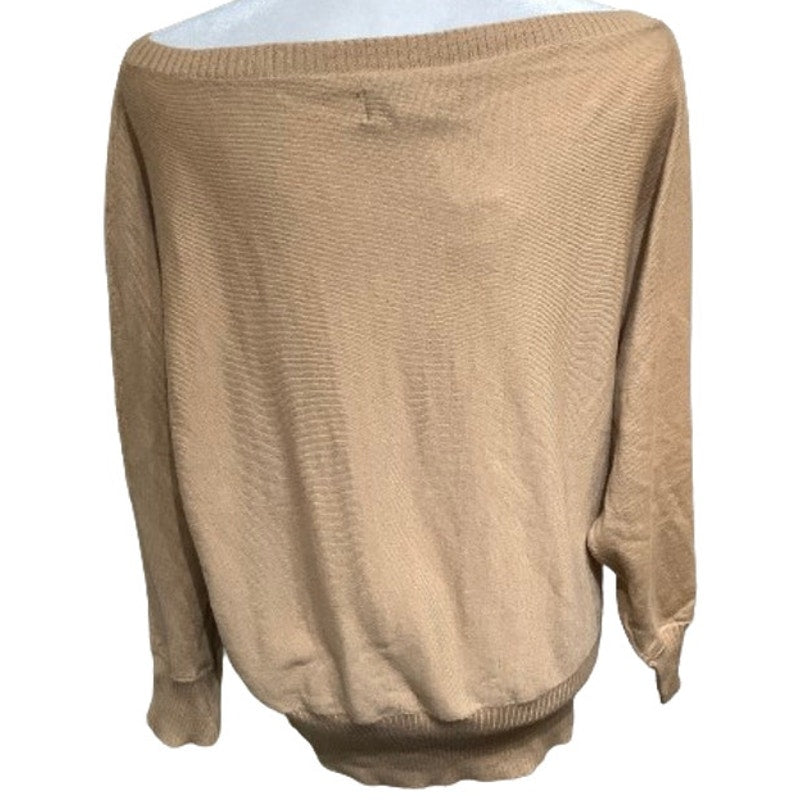 Banana Republic Tan Merino Wool Sweater XL Off-Shoulder, Cozy, Preppy * Flaw