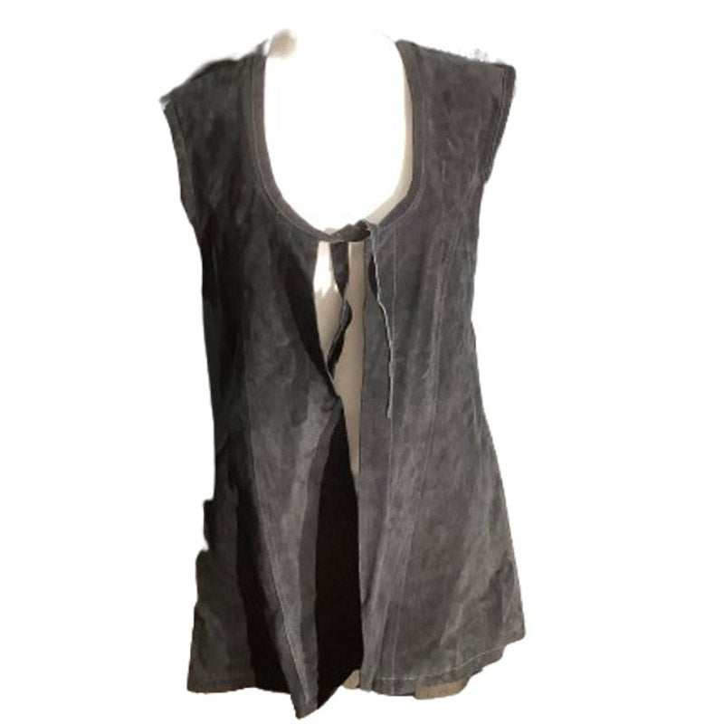 Hip Black Leather Vest Women’s Size Large – Boho, Festival, Tie-Front