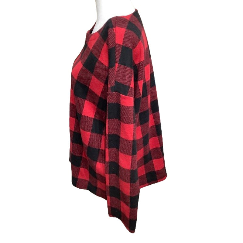 J. Jill Red and Black Plaid Sweater, Size L - Cozy, Classic, Lumberjack Chic