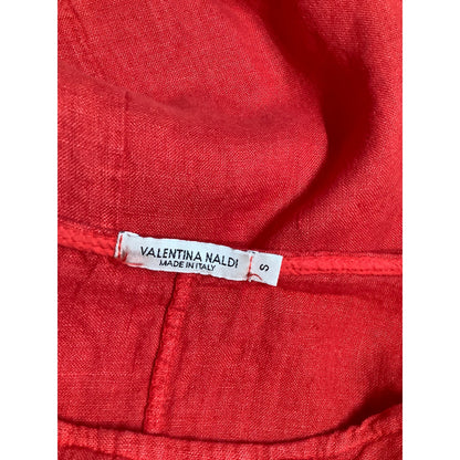 Valentina Naldi Red Linen Top, Size S - Boho, Feminine, Natural Chic