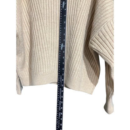 Tommy Hilfiger Men's Large Tan Cable Knit Braided Crewneck Sweater