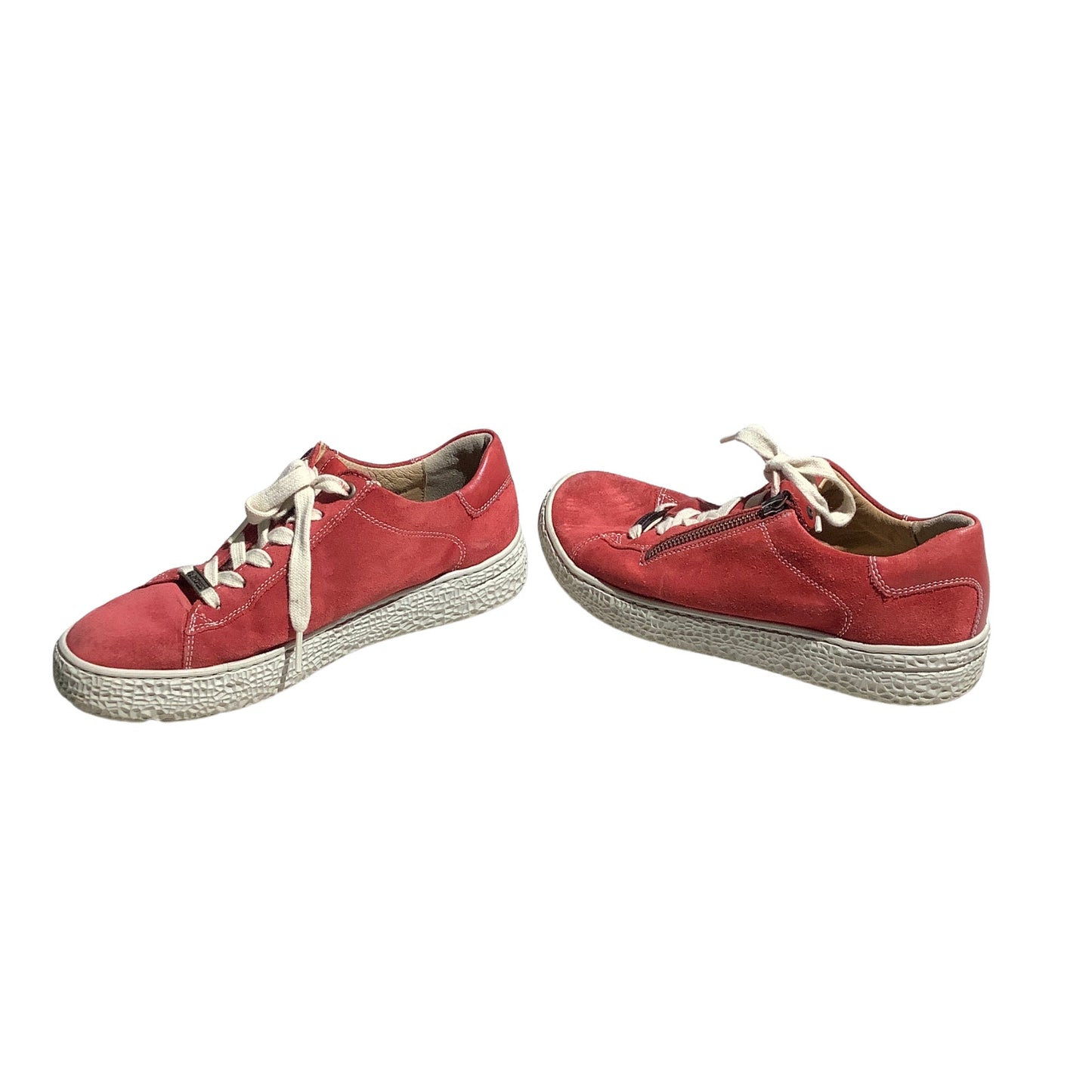 Hartjes Phil Red Suede Sneakers Women 5.5 — Comfort, European, Zip Lace-Up