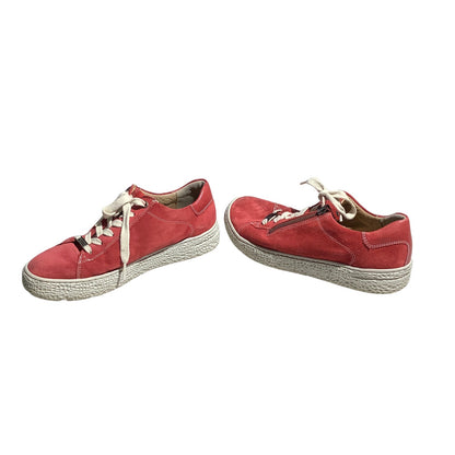 Hartjes Phil Red Suede Sneakers Women 5.5 — Comfort, European, Zip Lace-Up