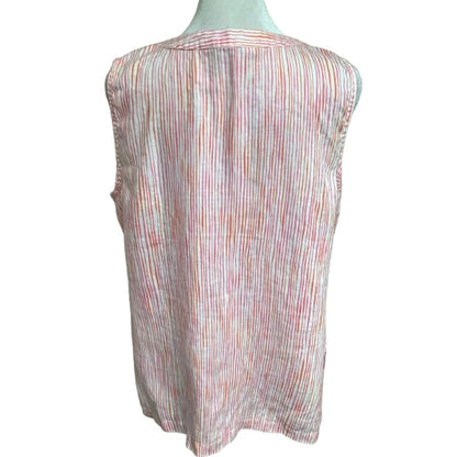 Tommy Bahama 100% Linen Sleeveless Tunic Striped Pink M Boho, Coastal, Preppy