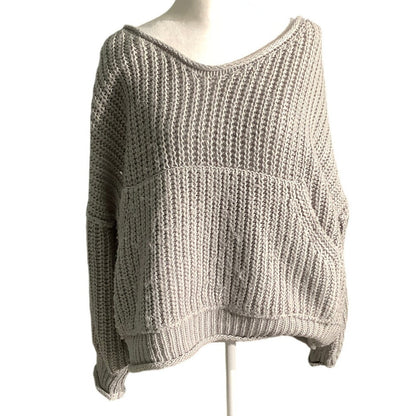 POL Light Gray Chunky Knit Sweater Women’s Size Small — Oversized, Cozy, Boho