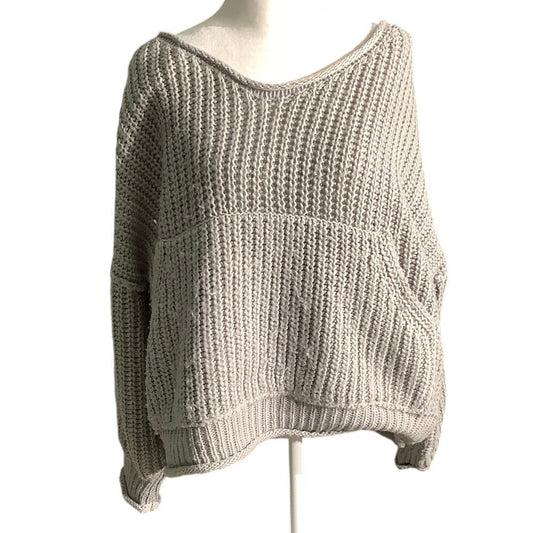 POL Light Gray Chunky Knit Sweater Women’s Size Small — Oversized, Cozy, Boho