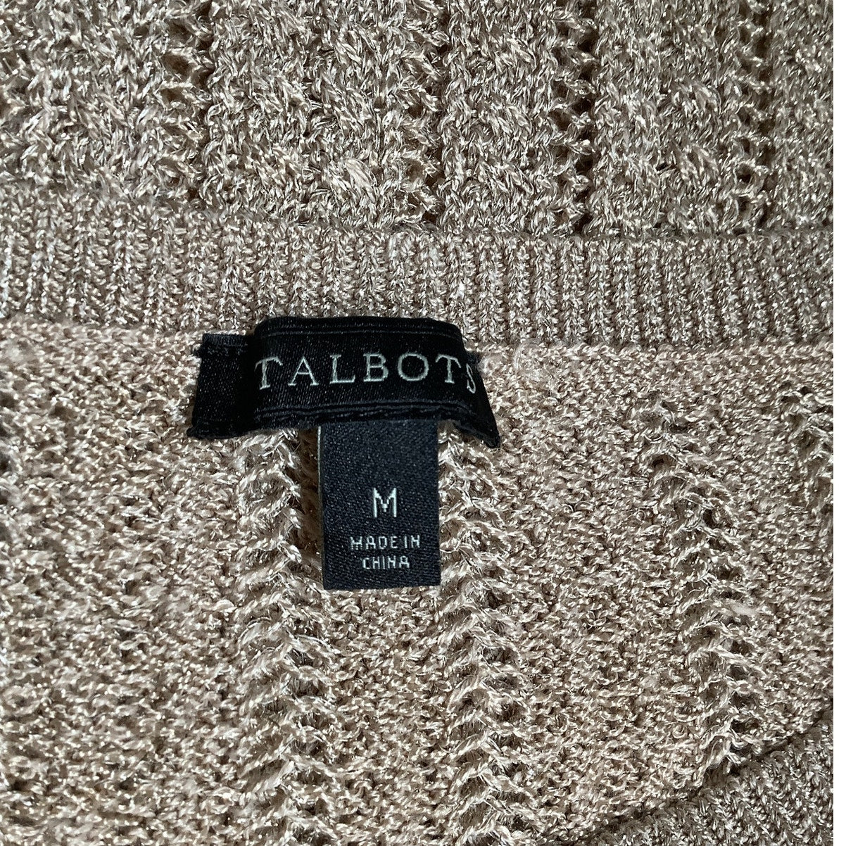 Talbots Gold Metallic Shimmer Linen Blend Sweater Sz M, Glam, Evening, Holiday