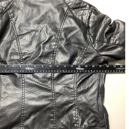 Miss London Moto Jacket Women's Size L Black — Faux Leather, Biker, Edgy