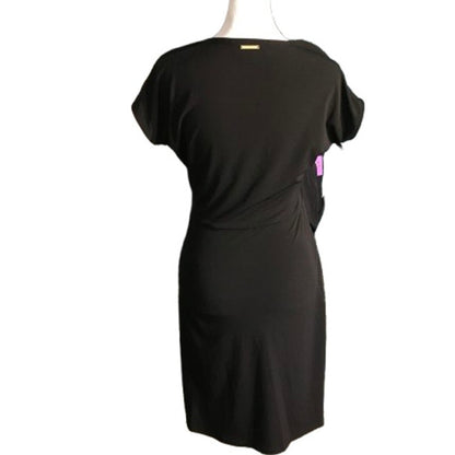 Michael Kors Black Faux Wrap Dress Size S - Minimalist, Chic, Office Siren