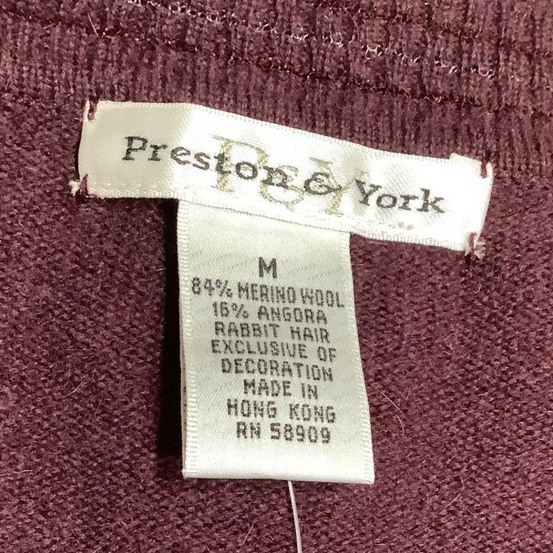 Preston & York Maroon Merino Wool and Angora Sweater M - Cozy, Classic, Elegant