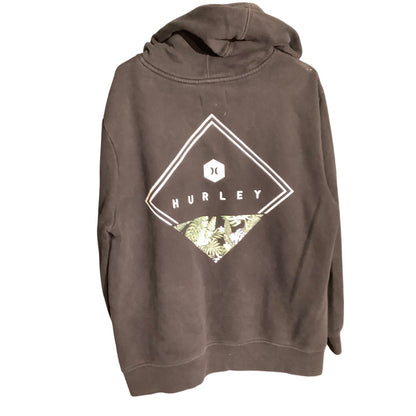 Hurley Men's XL Black Tropical Leaf Logo Pullover Hoodie Surf Skate