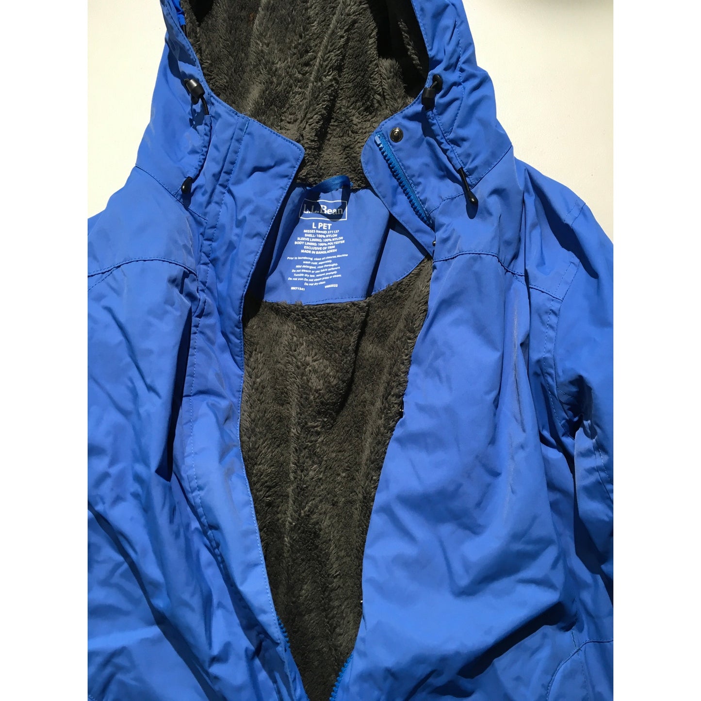 LL Bean Light Blue Full Zip Jacket Size L vTG Petite Outdoorsy, Cozy, Functional