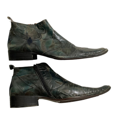 Robert Wayne Blue Green Leather Boots Men’s 10N — Western, Rockabilly, Statement