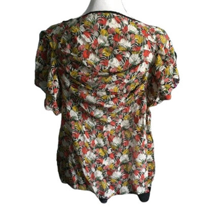LiL Floral Silk Blouse Size 4 - Cottagecore, Feminine, Vintage