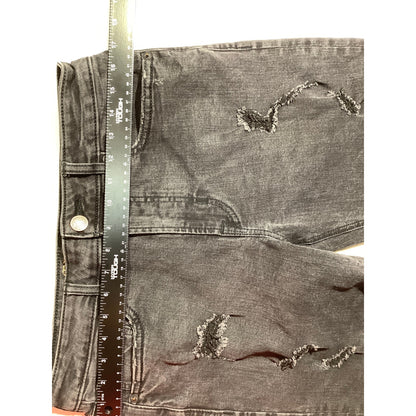 American Eagle Black Denim Shorts Men’s 32 –Distressed, Frayed Hem, Extreme Flex