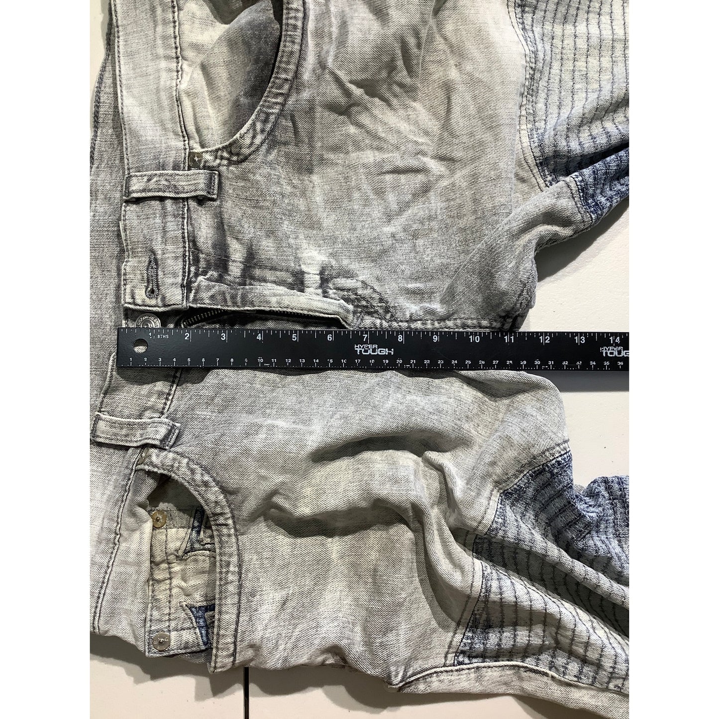 True Religion Gray Moto Jeans Size 38 – Streetwear, Grunge, Distressed FLAW