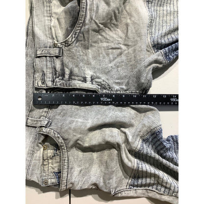 True Religion Gray Moto Jeans Size 38 – Streetwear, Grunge, Distressed FLAW