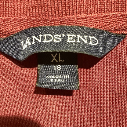 Lands’ End Burgundy Long Sleeve Polo Women’s XL— Casual, Classic, Button Placket