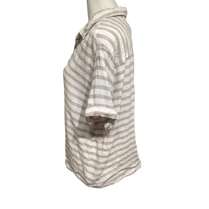 Rachel Zoe Striped Linen Button-Up Shirt Size M - Coastal, Minimalist, Preppy