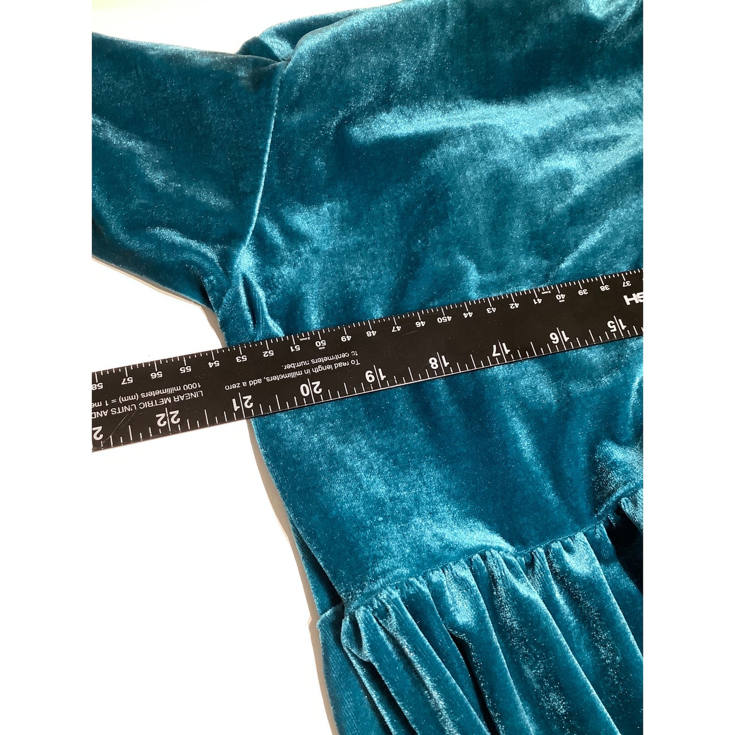 Unbranded Velvet Oversized Lagenlook Boho Dress Greenish Blue Beaded Teal Size L