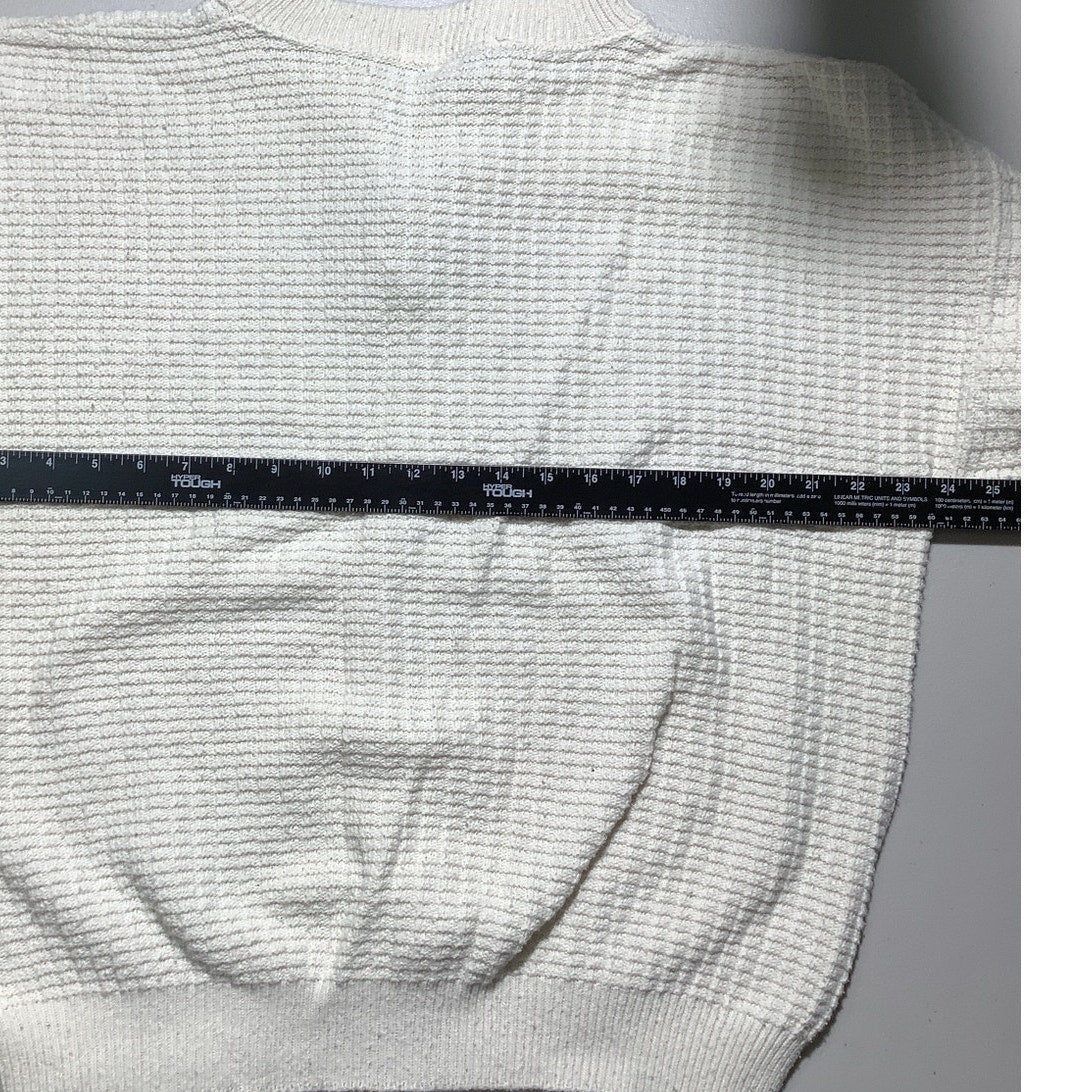 John Weitz Ivory Knit Sweater Men’s L 100% Cotton — Classic, Minimalist, Casual