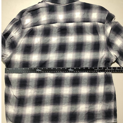 Lucky Brand Men's XXL Navy Purple White Plaid Stretch Button Down