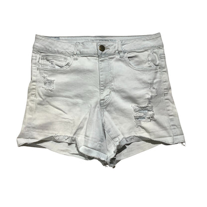American Eagle Denim Shorts Women’s Size 12 — Super Stretch, Raw Hem, Casual