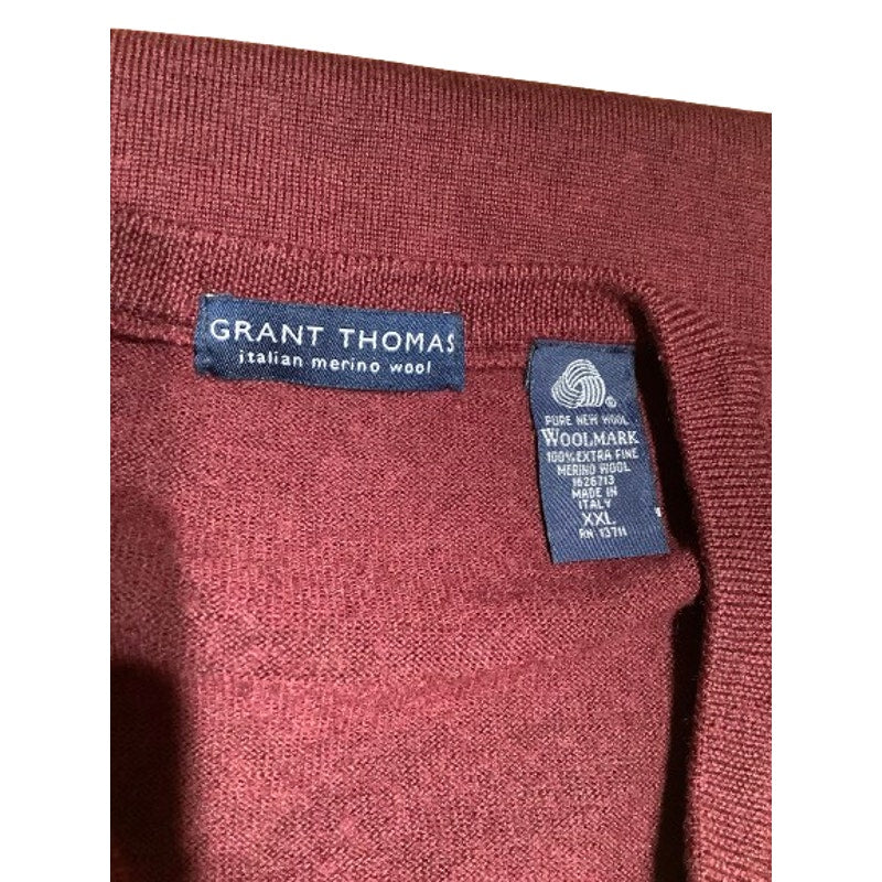 Grant Thomas Maroon Merino Wool Vest - Sz Mens XXL, Italian, 100% Extra Fine