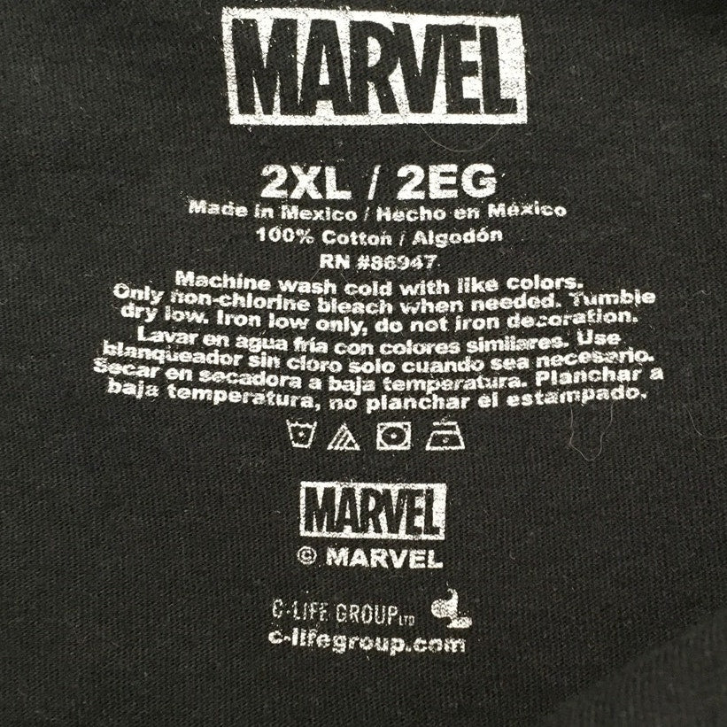 Marvel Black 2XL T-Shirt Comic Periodic Table - Graphic, Superhero, Streetwear