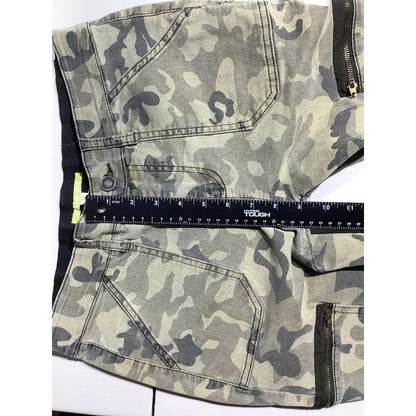 Gianni Bini Camo Pants Olive Green Women Size M — Cargo, Skinny, Zipper Pockets