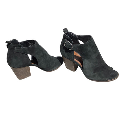 Lucky Brand Oona Suede Peep Toe Booties Women’s Size 7.5M — Black, Heeled, Ankle