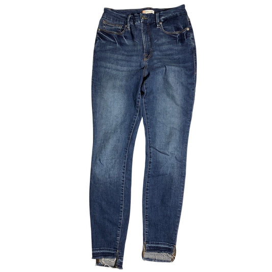 Good American Blue Skinny Jeans Women 4/27 — High-Rise, Stretch, Raw Hem