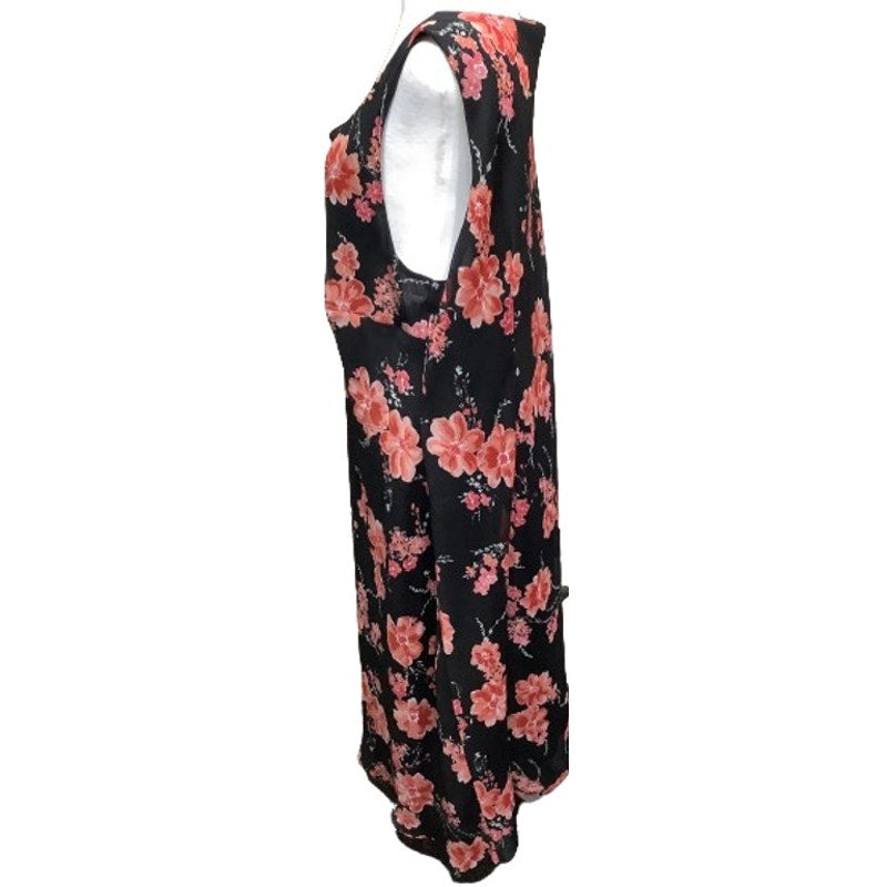 Studio I Black Floral Maxi Dress 20W Sleeveless Summer Flowy Teacher Church