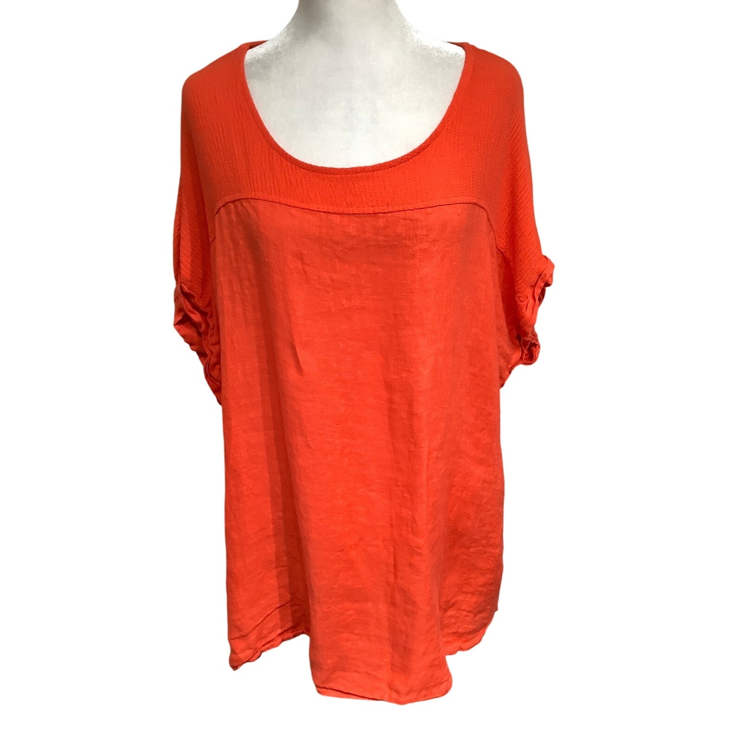 Bellambia Orange Linen Lagenlook Top, Size 2X – Boho, Casual, Lightweight