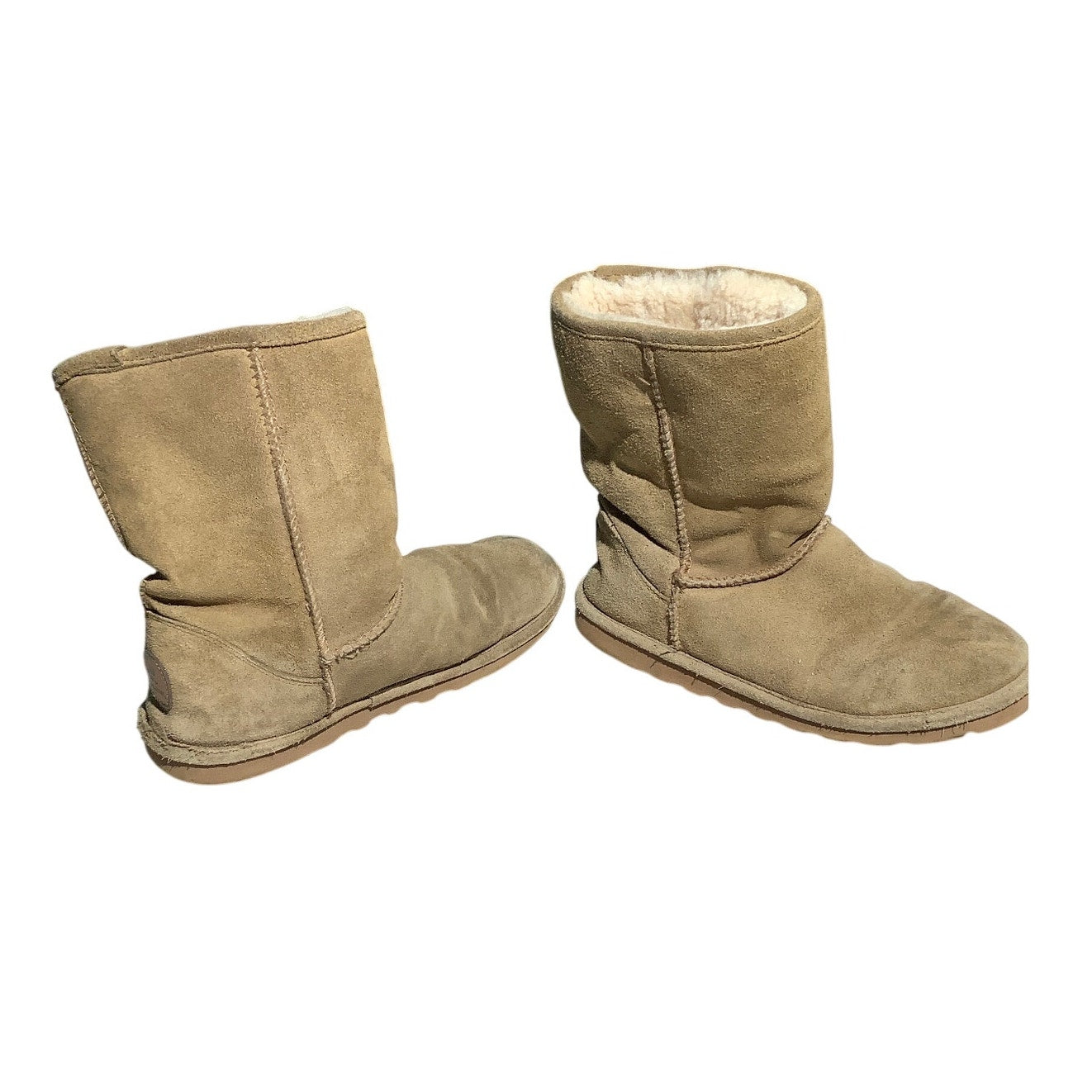 Bearpaw Suede Shearling Boots Tan Women’s 9 — Cozy, Casual, Winter