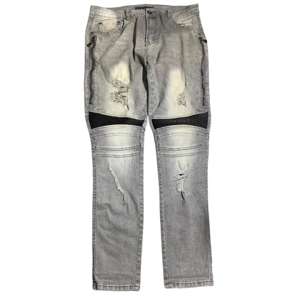 Decibel Distressed Jeans Men’s Size 36W 32L — Moto Style, Zip Detail, Slim Fit