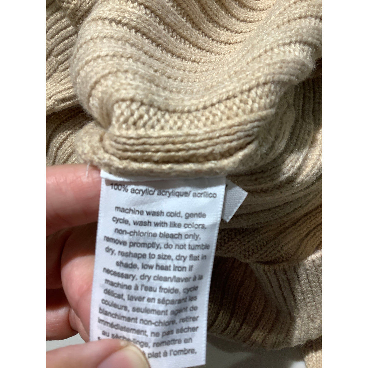 Tommy Hilfiger Men's Large Tan Cable Knit Braided Crewneck Sweater