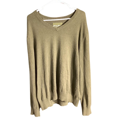 Eddie Bauer V-Neck Sweater Men’s Size Large — Cashmere Blend, Soft Knit, Classic