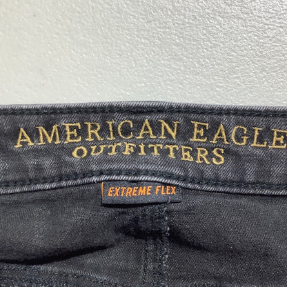 American Eagle Black Denim Shorts Men’s 32 –Distressed, Frayed Hem, Extreme Flex