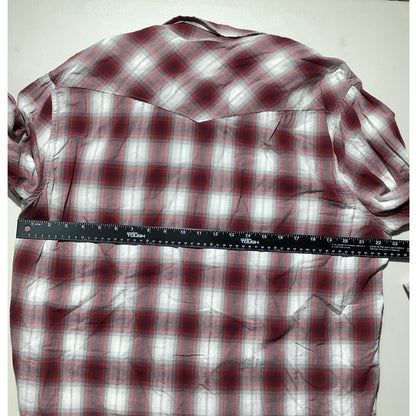 Lucky Brand Men's L Red White Western Classic Fit Plaid Button Down