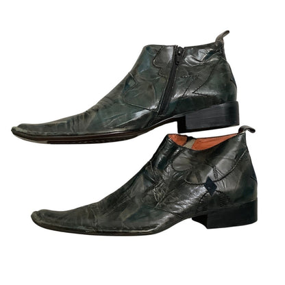 Robert Wayne Blue Green Leather Boots Men’s 10N — Western, Rockabilly, Statement