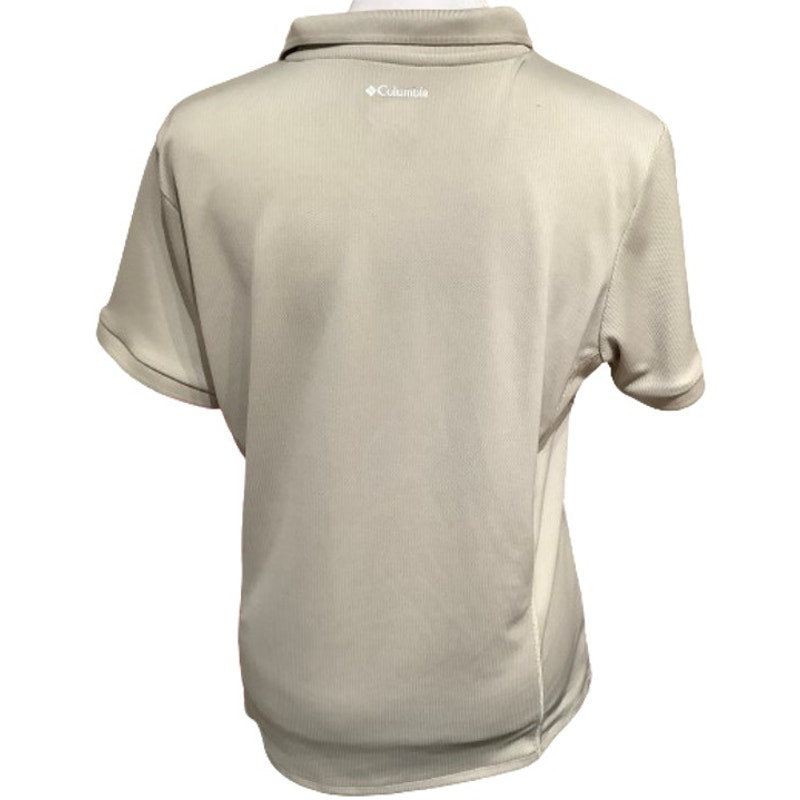 Columbia Tan Short Sleeve Shirt M Polo Performance Outdoor Active Hiking Camping