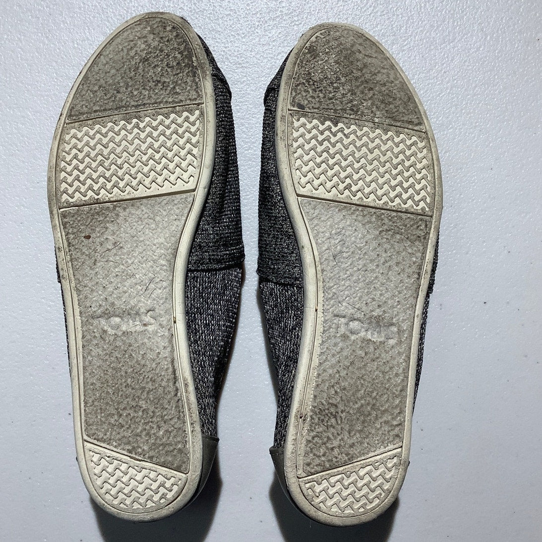 TOMS Gray Black Alpargata Slip-On Shoes Women 7.5 — Casual, Comfort, Everyday