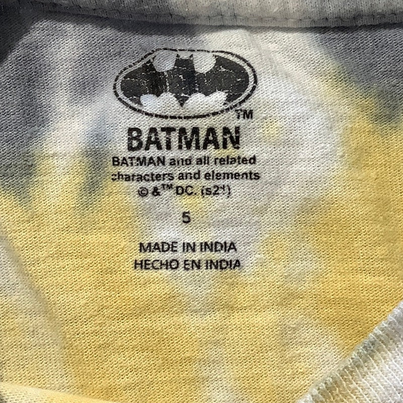 Batman Yellow Gray Tie-Dye T-Shirt Size 5 - Streetwear, Kidcore, Retro