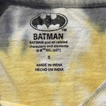 Batman Yellow Gray Tie-Dye T-Shirt Size 5 - Streetwear, Kidcore, Retro