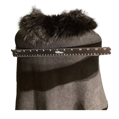 Cape Cloak Faux Fur Trim Shawl One Size — Formal Cape, Evening Wrap, Elegant