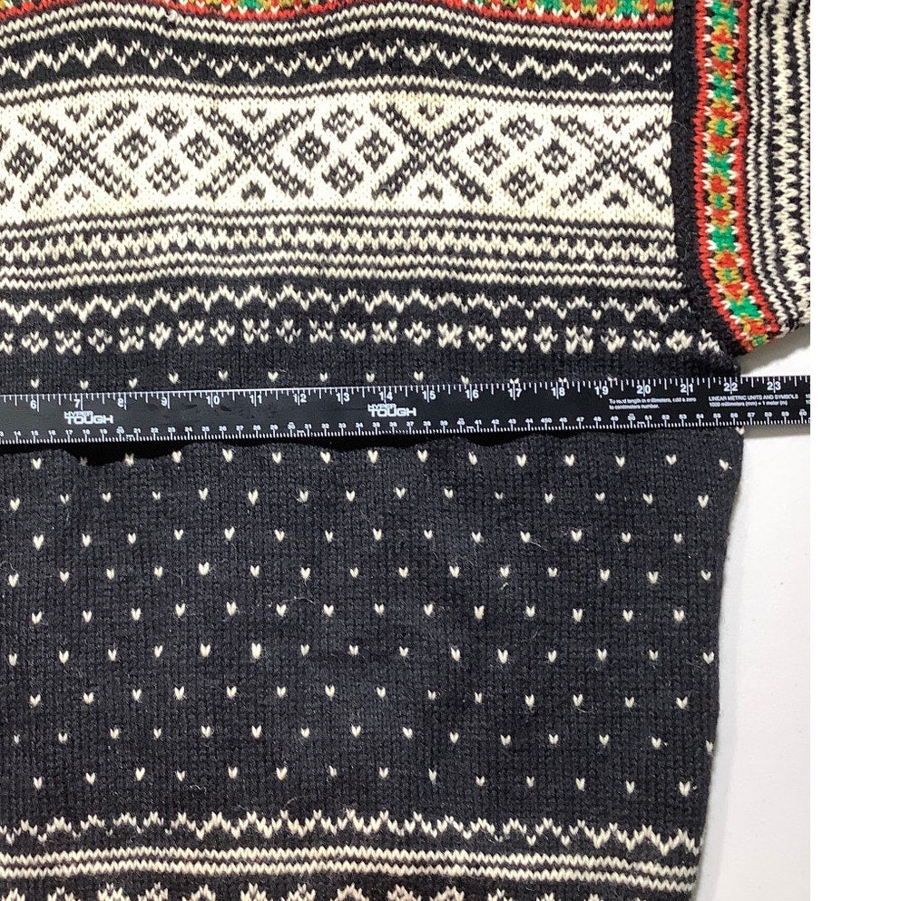 Noise Knit Wool Cardigan Black Multi-Color – Vintage, Nordic, Button Front