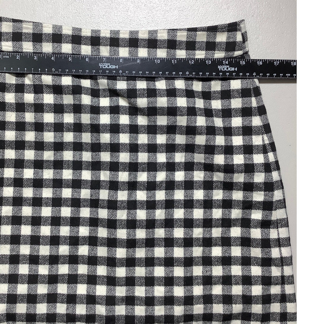 J.Crew Wool-Blend Check Skirt Black/White Women’s 6 — Classic, Preppy, Timeless