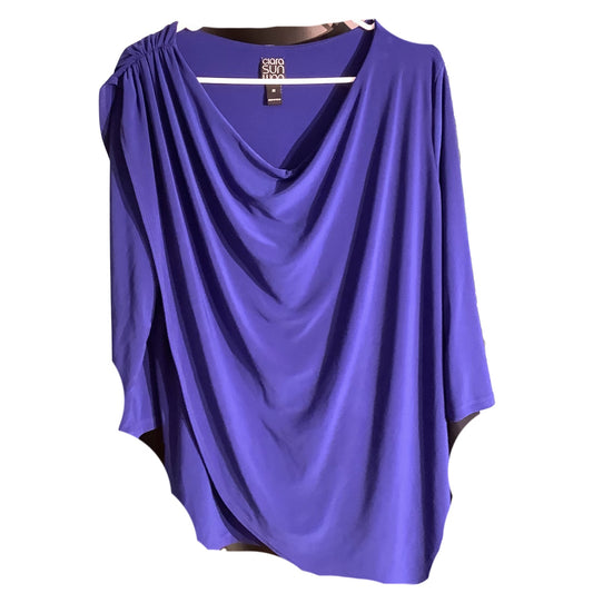 Ciara Sun Woo Bright Blue Blouse Women’s Size 1X – Drape, Stretch, Elegant