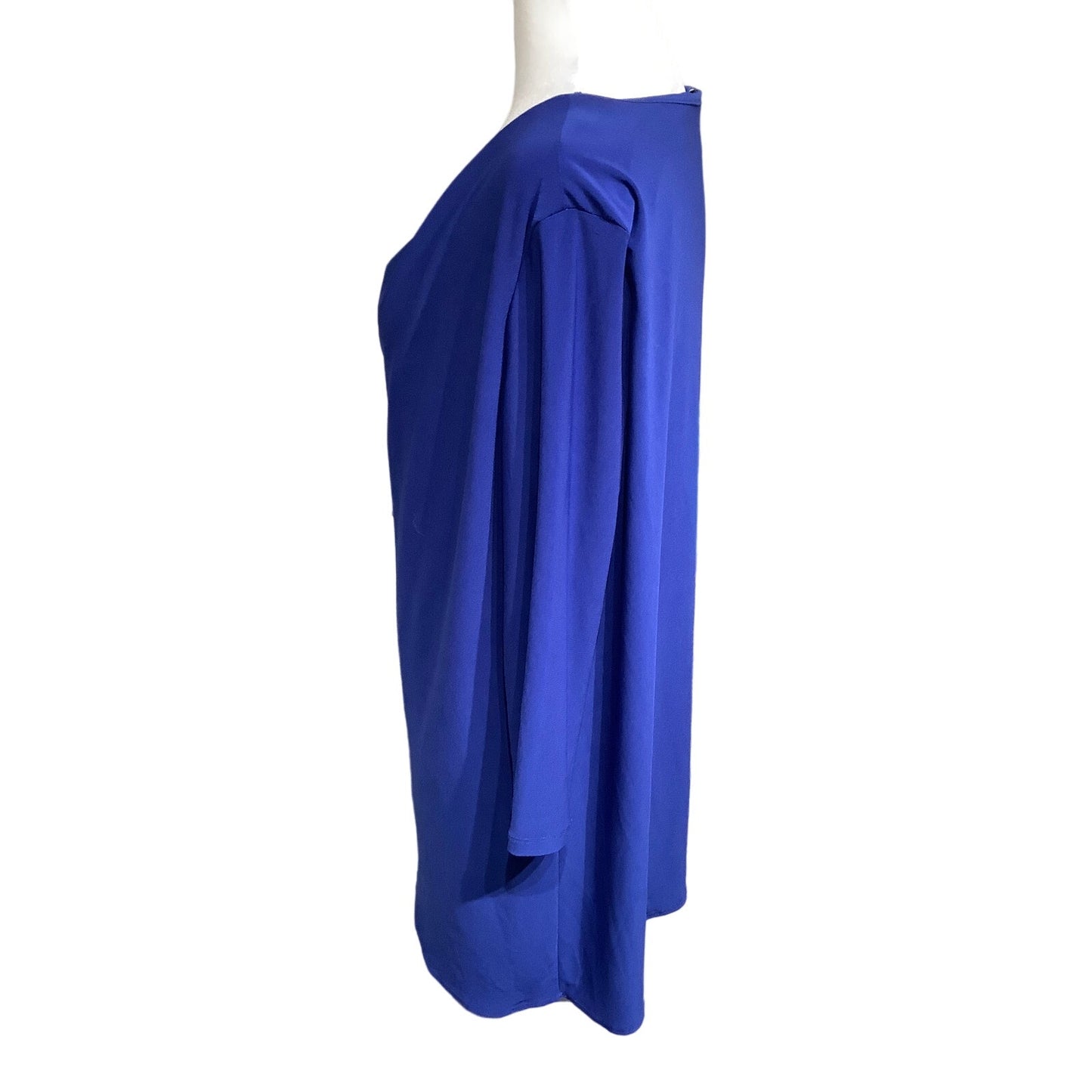 Clara Sun Woo Bright Blue Wrap Tunic, Size 1X, Minimalist, Boho, Casual Chic